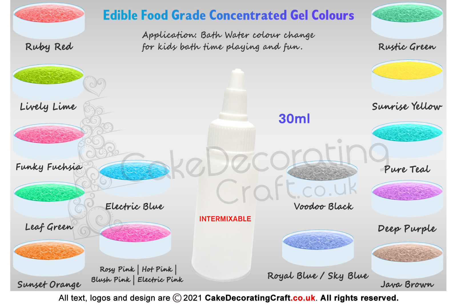 Water Bath Child Kids Play Time Fun Gel Colour Edible Concentrated ProGel Craft